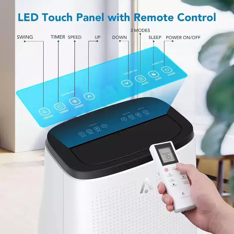Climatiseur portable 15 000 BTU, climatisation portable intégrée avec déshumidificateur et ventilateur, refroidit jusqu'à 79 m² – Idéal pour chambre, bureau, cuisine