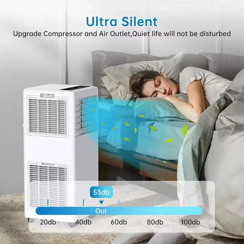Aire acondicionado portátil 3 en 1 de 8,000 BTU - Enfría 350 pies cuadrados con deshumidificador, ventilador y modo de suspensión, temporizador de 24 horas, control remoto