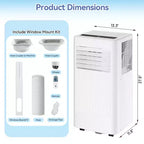 Climatiseur mobile 8 000 BTU, unité de climatisation 3 en 1 avec roulettes à 360 degrés, refroidit rapidement 39 m², mode veille, déshumidificateur intégré, mode ventilateur