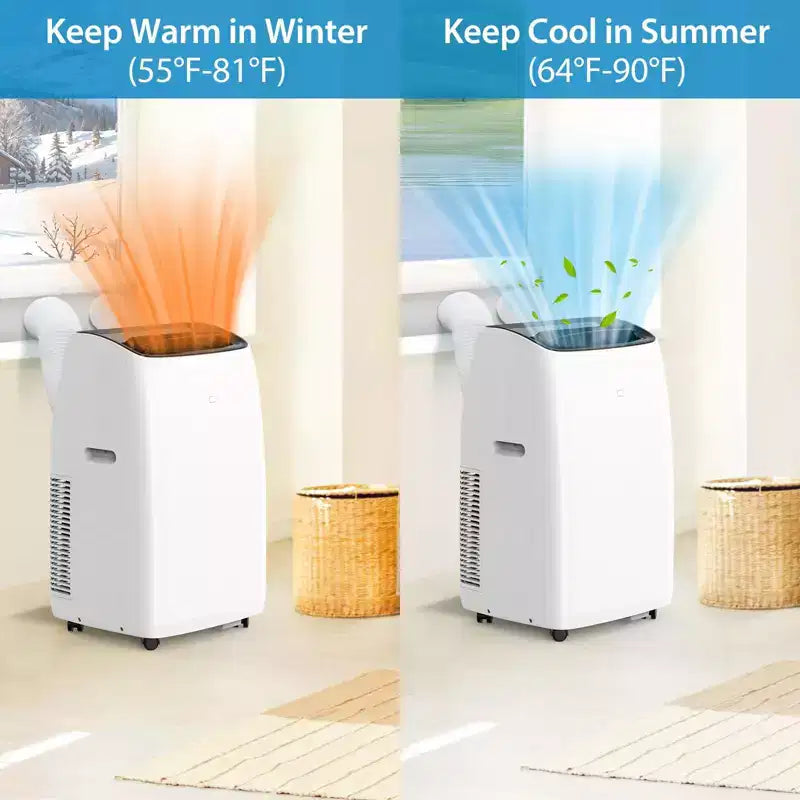 Aire Acondicionado Portátil con Inverter y Calefactor de 14000 BTU, Unidad de CA Portátil para Habitaciones de hasta 70 m², con Control Remoto de Ahorro de Energía 13.6