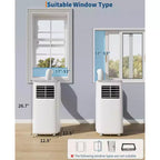 Climatiseur TROPOW, unité 3-en-1 de 8000 BTU avec mode ventilateur, télécommande et conception sans évacuation, climatiseur portable pour pièce.