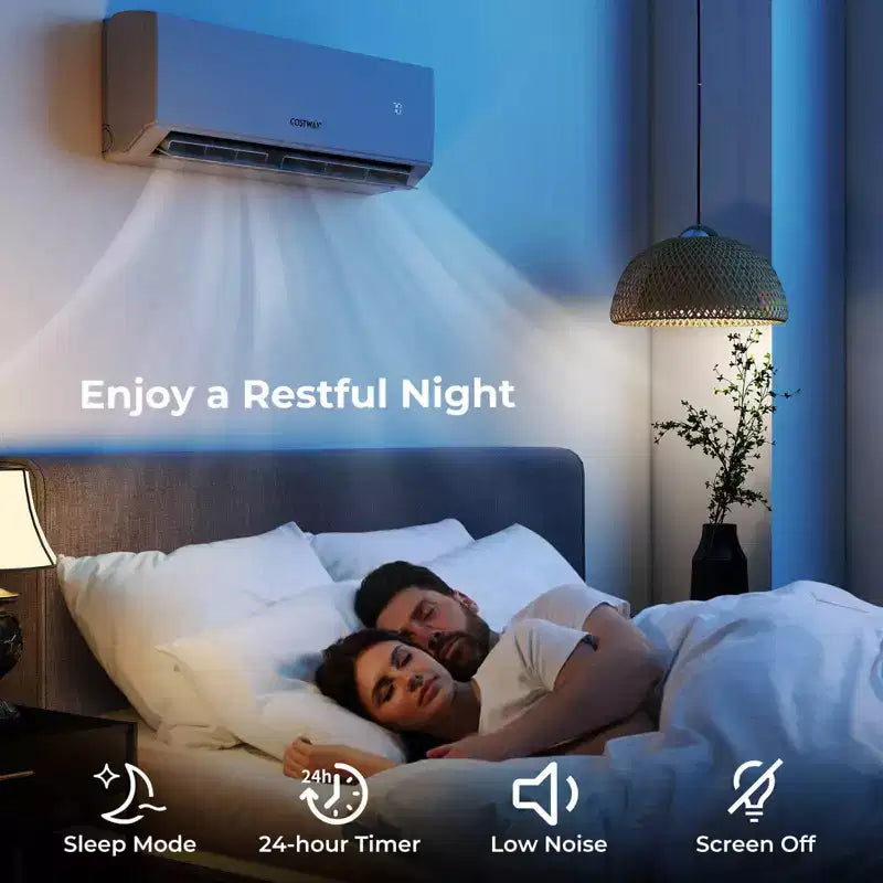 Costway Climatiseur mini-split 2 zones 18 000 BTU 22 SEER2 208-230 V compatible Wi-Fi