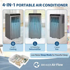 Climatiseur portable de 10 000 BTU, climatiseur portable 3-en-1 avec ventilateur et déshumidificateur, climatiseur de pièce refroidit jusqu'à 42 m².