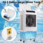 Refroidisseur de marais 3000 CFM, refroidisseur d'air par évaporation avec télécommande et minuterie de 12 heures, 4 blocs de glace, 3 modes et vitesses de vent pour utilisation intérieure et extérieure, 10,3 gallons