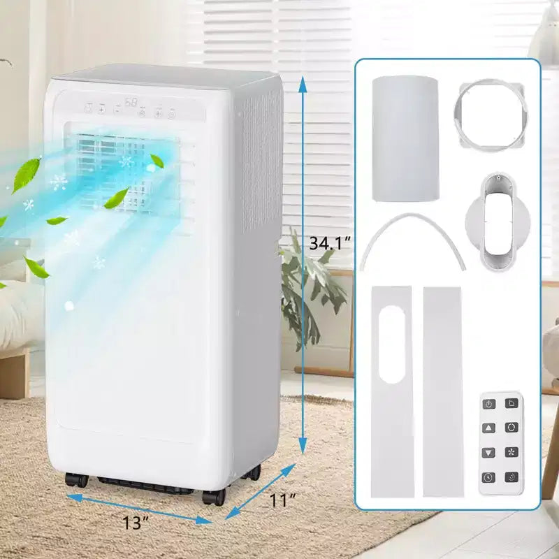 Climatiseur portatif de 8 000 BTU pour une pièce jusqu'à 32,5 m², unité de climatisation portative avec télécommande, mode veille, kit de fenêtre inclus