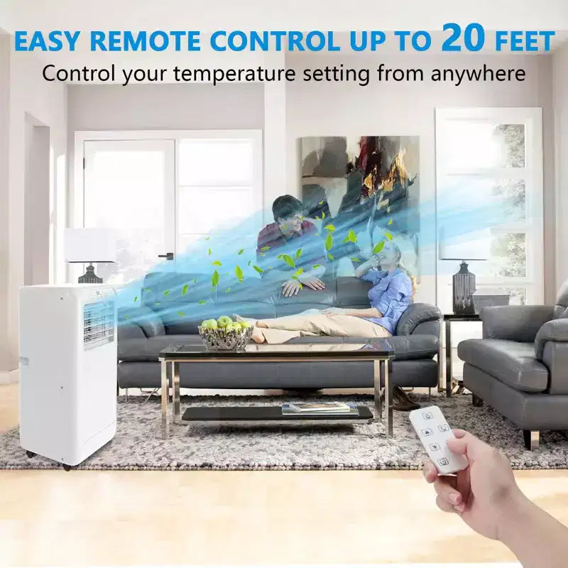 Climatiseur portatif de 8 000 BTU pour une pièce jusqu'à 32,5 m², unité de climatisation portative avec télécommande, mode veille, kit de fenêtre inclus