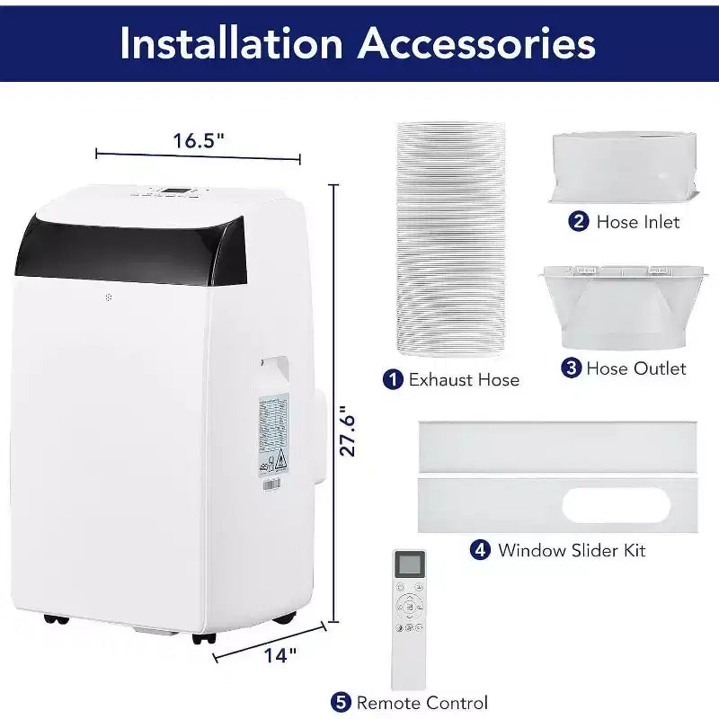 Acekool Climatiseur portable 12 000 BTU - Refroidissement, déshumidificateur et ventilateur 3-en-1 pour pièces jusqu'à 51 m², écran LED, télécommande