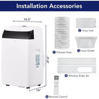 Acekool Climatiseur portable 12 000 BTU - Refroidissement, déshumidificateur et ventilateur 3-en-1 pour pièces jusqu'à 51 m², écran LED, télécommande