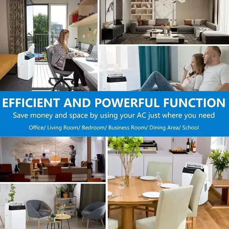 Acekool Climatiseur portable 12 000 BTU - Refroidissement, déshumidificateur et ventilateur 3-en-1 pour pièces jusqu'à 51 m², écran LED, télécommande