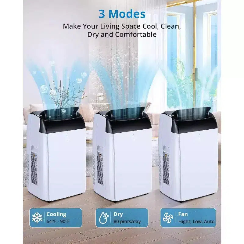 Acekool Climatiseur portable 12 000 BTU - Refroidissement, déshumidificateur et ventilateur 3-en-1 pour pièces jusqu'à 51 m², écran LED, télécommande