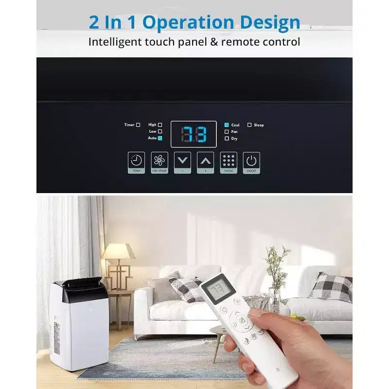 Acekool Climatiseur portable 12 000 BTU - Refroidissement, déshumidificateur et ventilateur 3-en-1 pour pièces jusqu'à 51 m², écran LED, télécommande