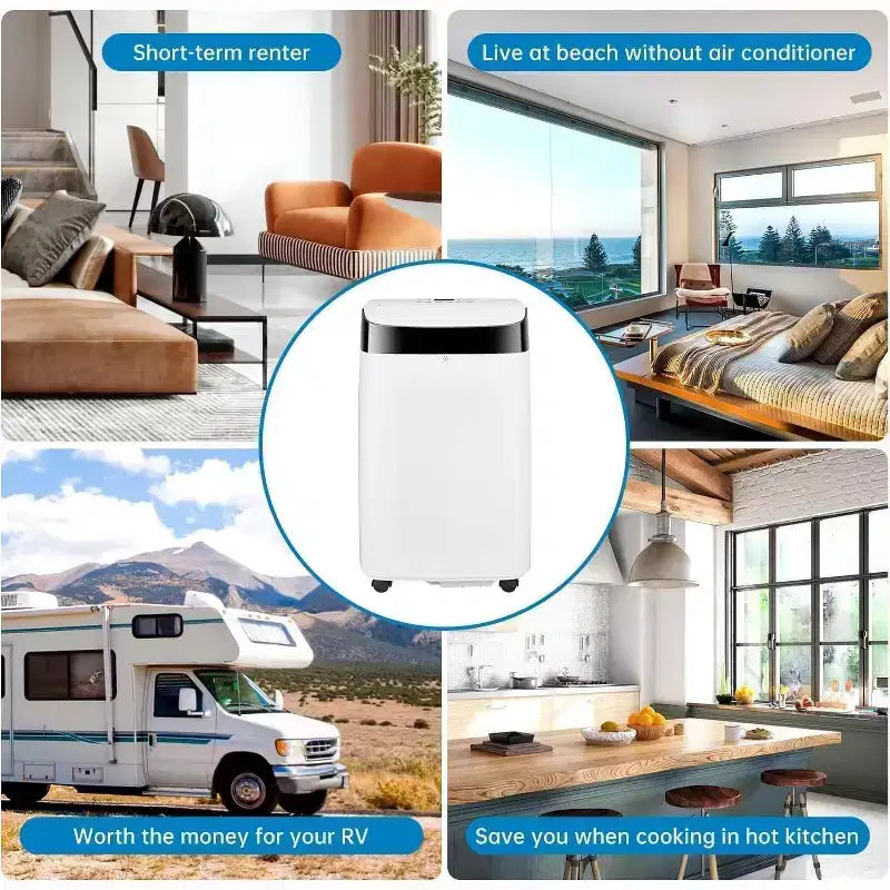 Acekool Climatiseur portable 12 000 BTU - Refroidissement, déshumidificateur et ventilateur 3-en-1 pour pièces jusqu'à 51 m², écran LED, télécommande