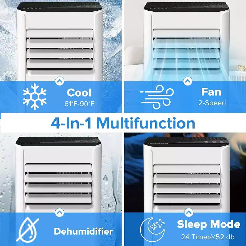 Climatiseurs portables ZAFRO, jusqu'à 42 m², unité de climatisation 4-en-1 avec refroidissement rapide/efficacité énergétique/télécommande/minuterie 24h
