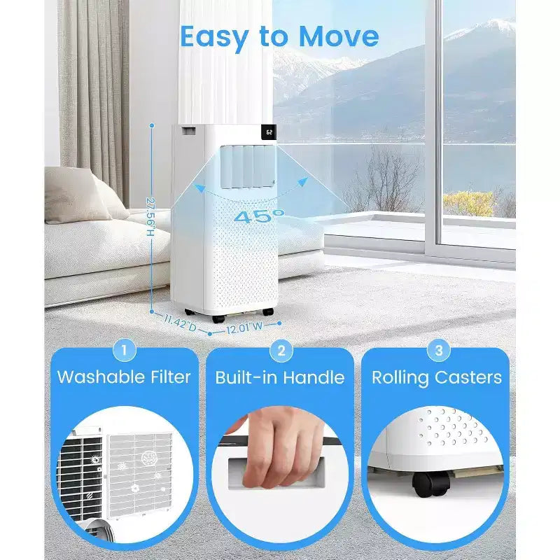 Climatiseurs portables ZAFRO, appareil de climatisation portable avec modes froid, ventilateur et déshumidificateur/refroidissement rapide/économique/télécommande