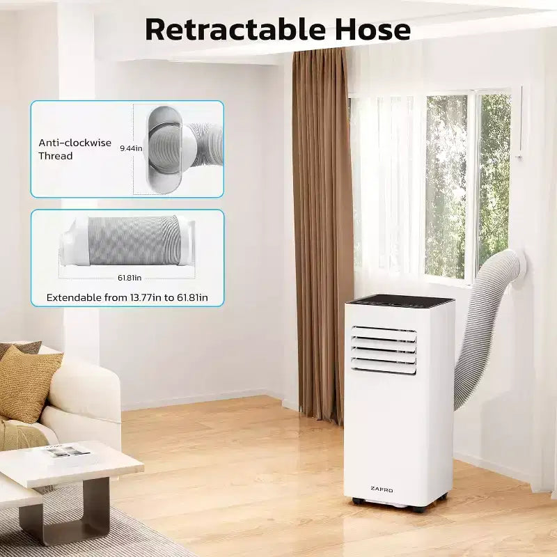 Aire Acondicionado Portátil ZAFRO, Unidad de CA Portátil de 4 Modos con Enfriamiento Rápido/Eficiencia Energética/Control Remoto/Temporizador de 24 Horas para Dormitorio