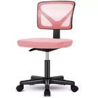 Silla de oficina de malla sin brazos con altura ajustable y soporte lumbar, silla de escritorio giratoria con ruedas para espacios pequeños