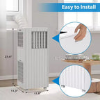 Climatiseur portable 8 000 BTU, refroidit des pièces jusqu'à 32,5 m², déshumidificateur, ventilateur, mode veille, télécommande, unité de climatisation silencieuse avec kit de montage de fenêtre