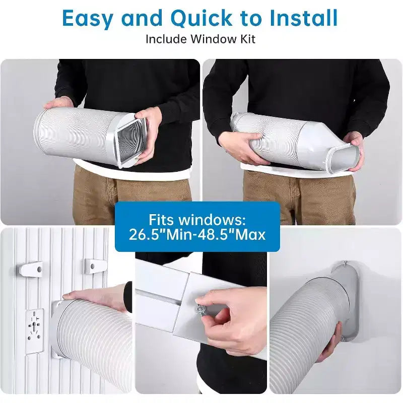 Climatiseur portable 8 000 BTU, refroidit des pièces jusqu'à 32,5 m², déshumidificateur, ventilateur, mode veille, télécommande, unité de climatisation silencieuse avec kit de montage de fenêtre