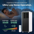 Climatiseur portable 8 000 BTU, refroidit des pièces jusqu'à 32,5 m², déshumidificateur, ventilateur, mode veille, télécommande, unité de climatisation silencieuse avec kit de montage de fenêtre