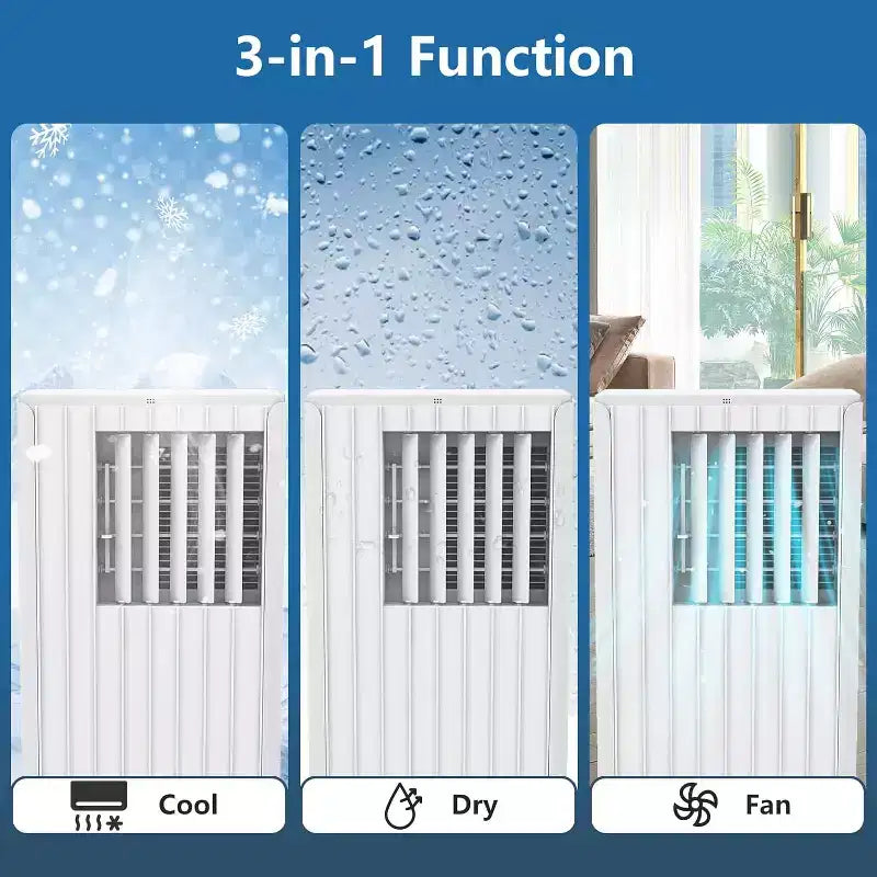 Climatiseur portable 8 000 BTU, refroidit des pièces jusqu'à 32,5 m², déshumidificateur, ventilateur, mode veille, télécommande, unité de climatisation silencieuse avec kit de montage de fenêtre
