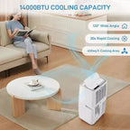 Acekool Aire Acondicionado Portátil de 14000 BTU, 3 en 1 Silencioso con Deshumidificador y Ventilador, Control Remoto, Temporizador, Enfría hasta 70 m², Fácil Instalación, Movilidad