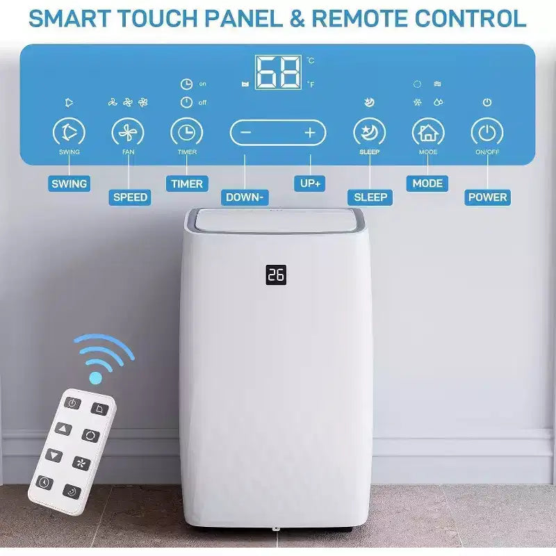 Acekool Aire Acondicionado Portátil de 14000 BTU, 3 en 1 Silencioso con Deshumidificador y Ventilador, Control Remoto, Temporizador, Enfría hasta 70 m², Fácil Instalación, Movilidad