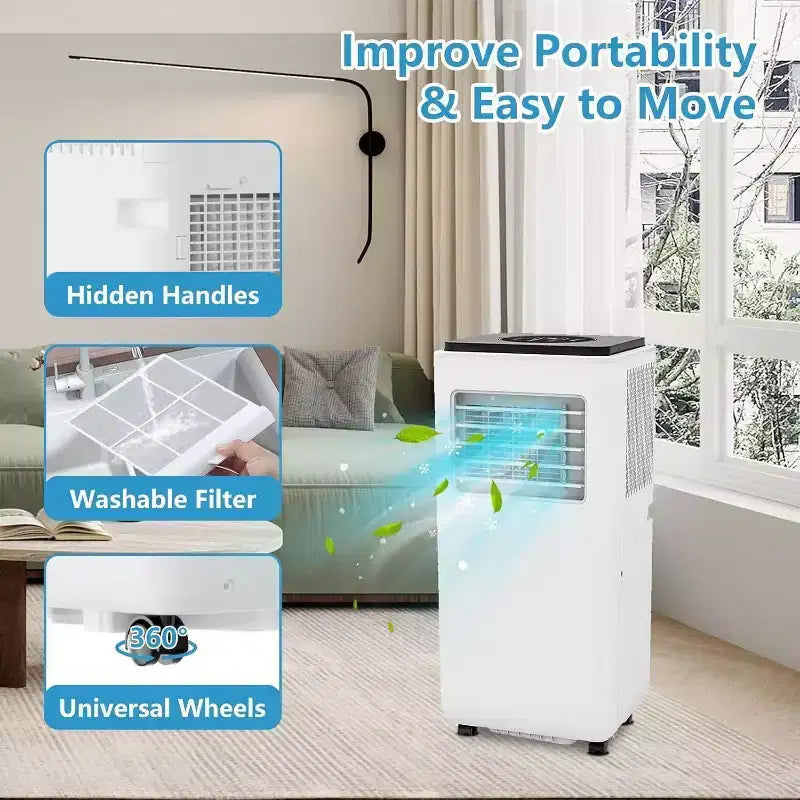 Acekool Aire Acondicionado Portátil de 14000 BTU, 3 en 1 Silencioso con Deshumidificador y Ventilador, Control Remoto, Temporizador, Enfría hasta 70 m², Fácil Instalación, Movilidad