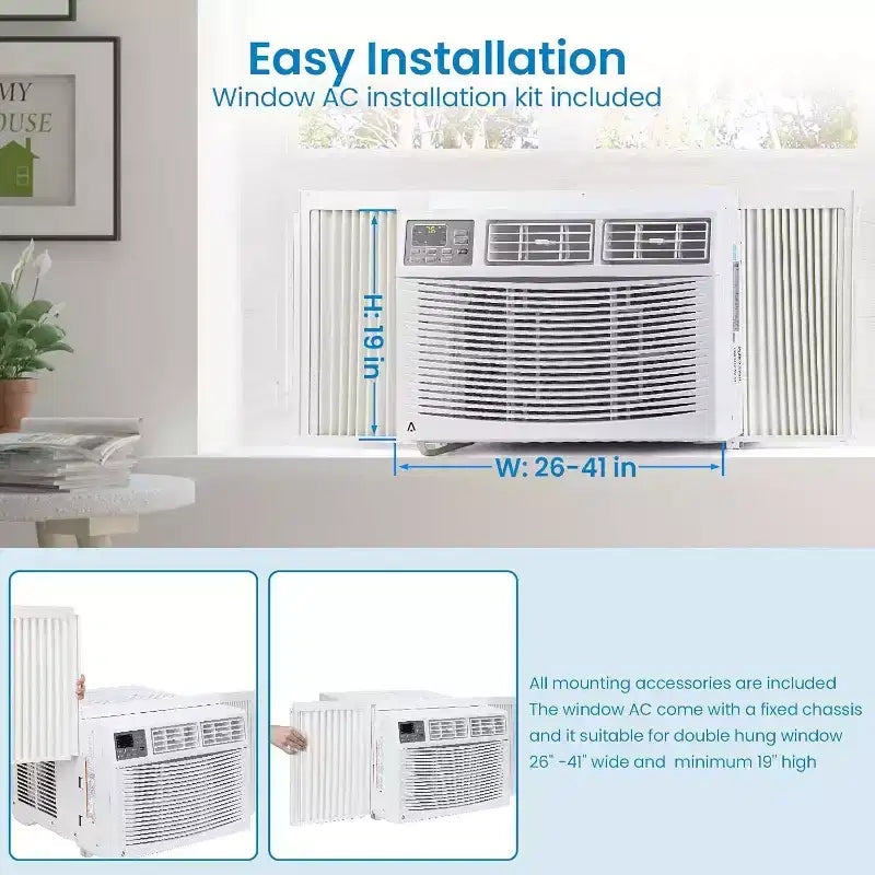 Climatiseur de fenêtre Acekool 10000 BTU, unité de climatisation intelligente Wi-Fi rafraîchissant les pièces jusqu'à 42 m², silencieux et économe en énergie, contrôle par application à distance, installation facile