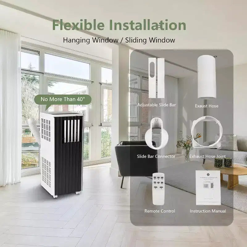 Climatiseur portable Acekool 8000 BTU, climatiseur silencieux 3-en-1 avec télécommande, refroidit jusqu'à 32,5 m², déshumidificateur, ventilateur, minuterie 24h