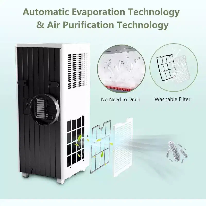 Climatiseur portable Acekool 8000 BTU, climatiseur silencieux 3-en-1 avec télécommande, refroidit jusqu'à 32,5 m², déshumidificateur, ventilateur, minuterie 24h