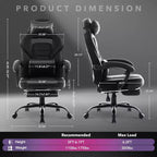 Silla gaming de altura regulable con giro de 360 grados, reposapiés retráctil y reposacabezas, silla ergonómica de oficina de piel sintética con respaldo alto para ordenador