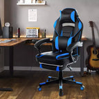 Silla gaming de altura regulable con giro de 360 grados, reposapiés retráctil y reposacabezas, silla ergonómica de oficina de piel sintética con respaldo alto para ordenador