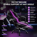 Silla gaming de altura regulable con giro de 360 grados, reposapiés retráctil y reposacabezas, silla ergonómica de oficina de piel sintética con respaldo alto para ordenador