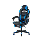 Silla gaming de altura regulable con giro de 360 grados, reposapiés retráctil y reposacabezas, silla ergonómica de oficina de piel sintética con respaldo alto para ordenador