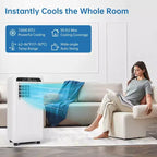 Climatiseur portable 8000 BTU avec refroidissement efficace, design compact et léger pour un transport facile, idéal pour les pièces petites à moyennes.