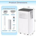 Climatiseur portable Acekool 8 000 BTU 3-en-1 (climatiseur/déshumidificateur/ventilateur), rafraîchit 32,5 m², mode veille silencieux, télécommande et kit fenêtre