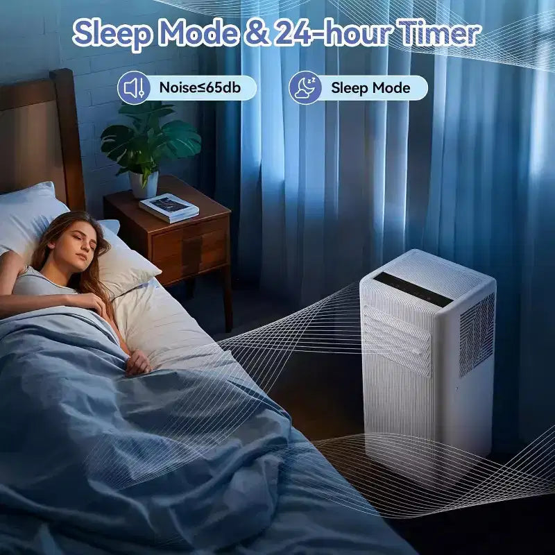 Climatiseur et Chauffage Portable Acekool 10 000 BTU, 3-en-1 Climatiseur, Pompe à Chaleur, Ventilateur, Déshumidificateur, Télécommande, Minuteur 24H, Refroidit 42 m², Kit Fenêtre