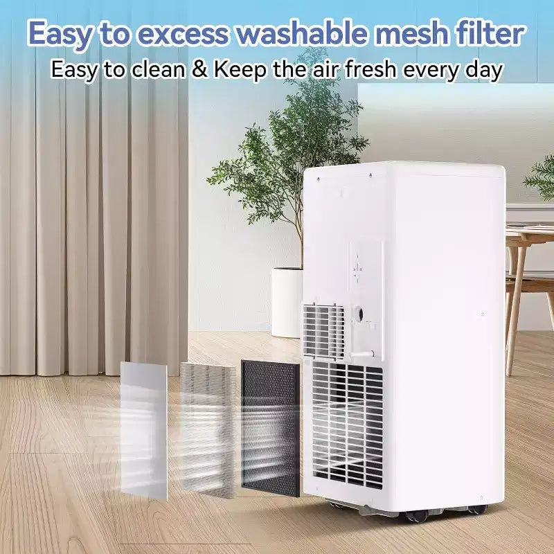Climatiseur et Chauffage Portable Acekool 10 000 BTU, 3-en-1 Climatiseur, Pompe à Chaleur, Ventilateur, Déshumidificateur, Télécommande, Minuteur 24H, Refroidit 42 m², Kit Fenêtre