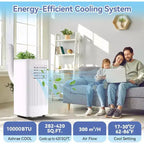 Climatiseur portable Acekool 10 000 BTU, 3-en-1 : climatiseur, déshumidificateur, ventilateur, rafraîchit 52 m², télécommande, écran LED, minuterie 24h, roulettes, blanc