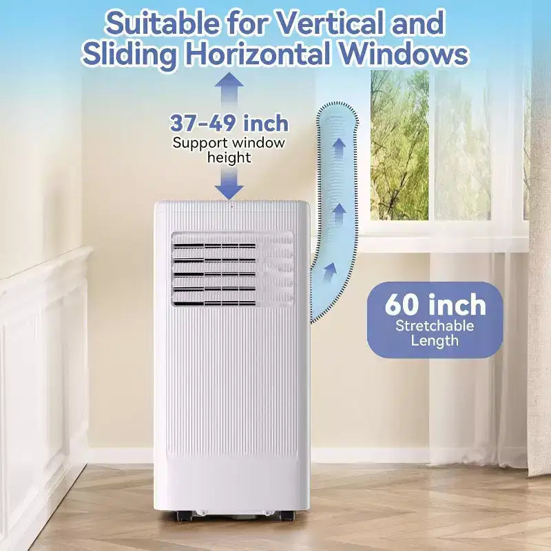 Climatiseur portable Acekool 10 000 BTU, 3-en-1 : climatiseur, déshumidificateur, ventilateur, rafraîchit 52 m², télécommande, écran LED, minuterie 24h, roulettes, blanc