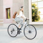 NAYSAYE Bicicleta Híbrida de Montaña de 7 Velocidades, Cuadro de Aluminio, Frenos de Disco Dobles, Bicicletas Para Adultos y Niños, 64.57*25.19*37.79