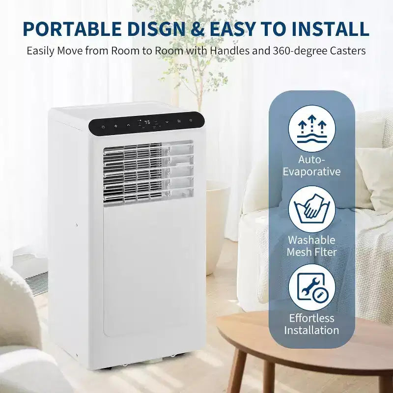 Climatiseur portable Acekool 8 000 BTU, ventilateur déshumidificateur 4 en 1, pour pièces jusqu'à 32,5 m², minuterie, télécommande, déplacement facile