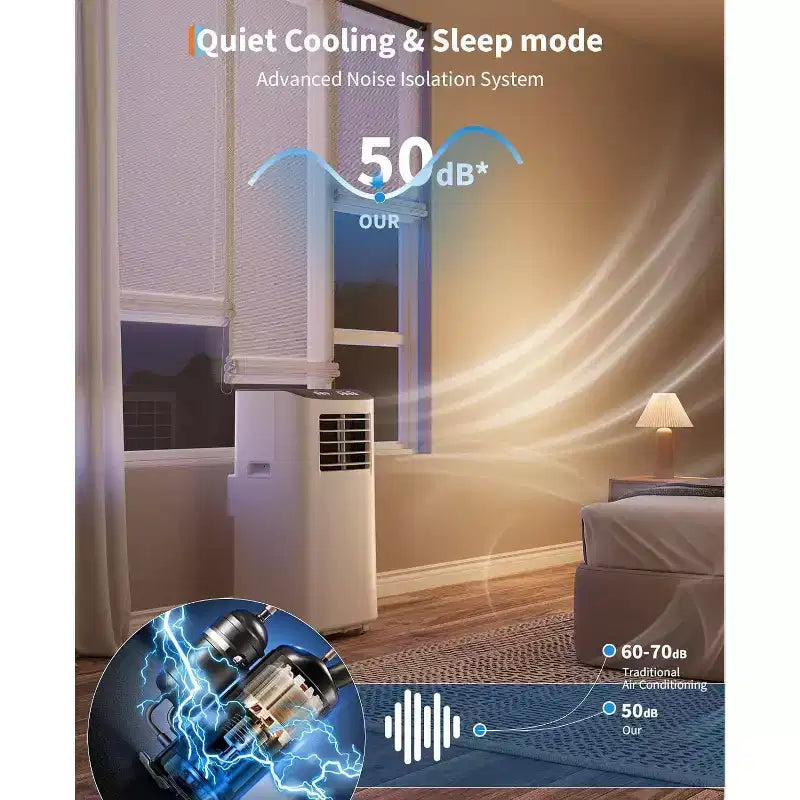 Climatiseur portable Acekool 8 000 BTU, ventilateur déshumidificateur 4-en-1, télécommande, minuterie, pour pièces jusqu'à 32,5 m², kit de fenêtre
