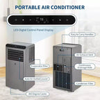Climatiseur portable Acekool 10 000 BTU, climatiseur 4-en-1 déshumidificateur ventilateur mode veille, télécommande, économe en énergie, pour pièces jusqu'à 42 m², gris