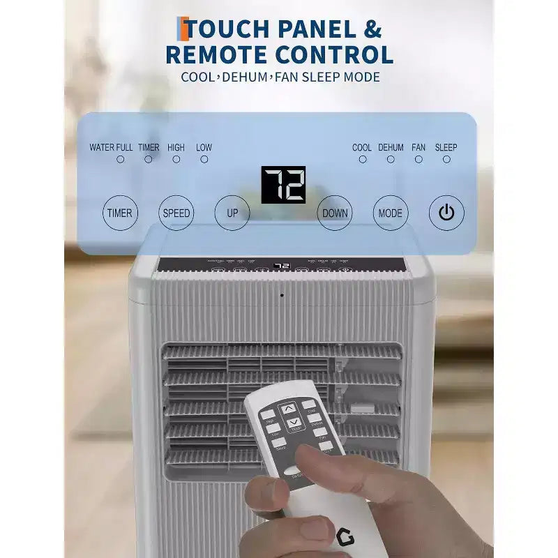 Climatiseur portable Acekool 10 000 BTU, climatiseur 3-en-1 avec ventilateur déshumidificateur, télécommande, minuterie, kit de fenêtre, pour pièces jusqu'à 42 m², noir et gris