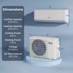 Climatiseur Costway 9100BTU Wifi Mini Split AC 20.5 SEER2 115V Inverter Blanc/Gris
