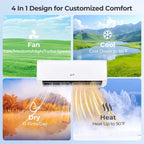 Climatiseur Costway 9100BTU Wifi Mini Split AC 20.5 SEER2 115V Inverter Blanc/Gris