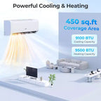 Climatiseur Costway 9100BTU Wifi Mini Split AC 20.5 SEER2 115V Inverter Blanc/Gris