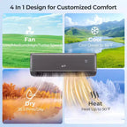 Climatiseur Costway 9100BTU Wifi Mini Split AC 20.5 SEER2 115V Inverter Blanc/Gris