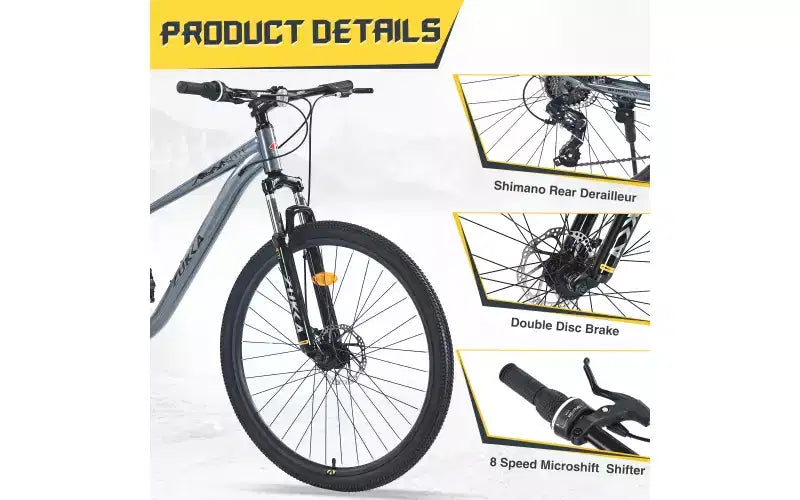Bicicleta de montaña de 27.5 pulgadas y 8 velocidades, para hombres, mujeres, niños y niñas, suspensión delantera, cuadro de acero